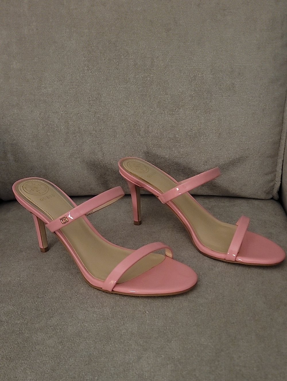 GUESS Pink Strappy High Heel Sandals - Women's Elegant Slide Heels Size 9